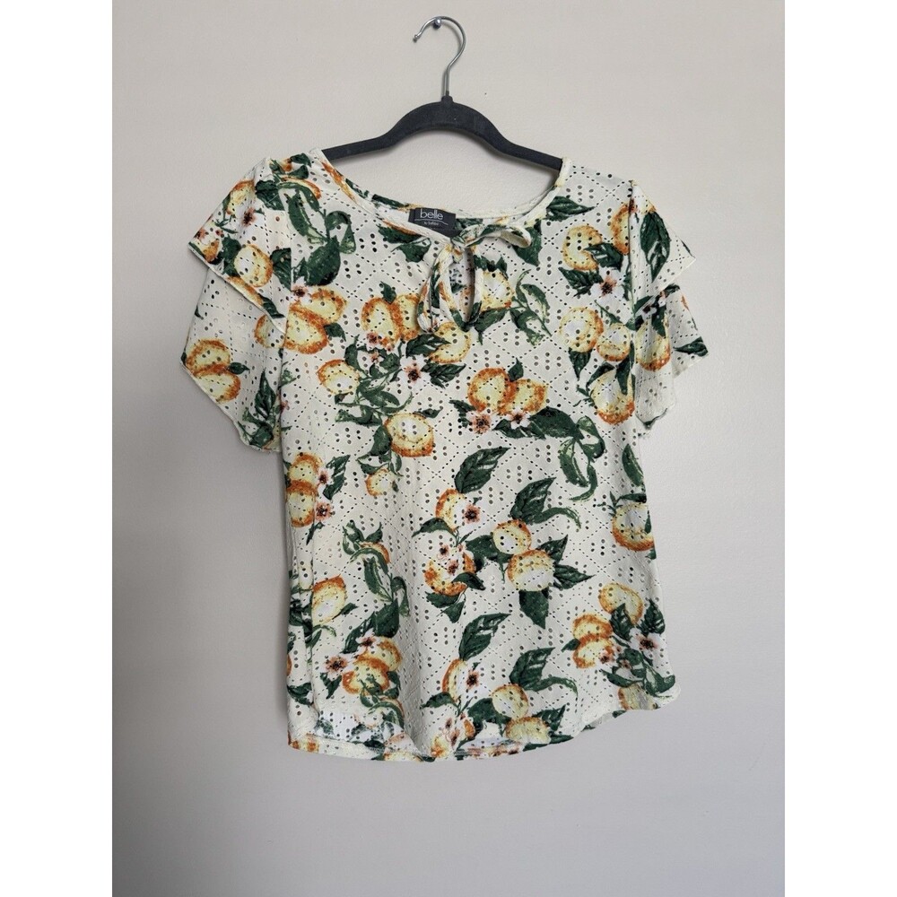 Belle by Beldini Side Print Top Zesty Lemon Medium